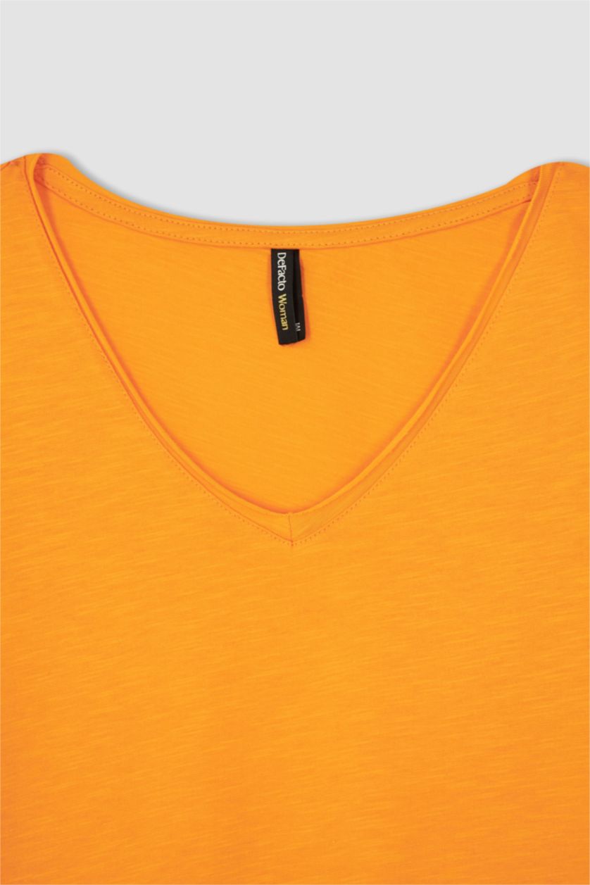 Woman Orange Regular Fit Short Sleeve T-Shirt