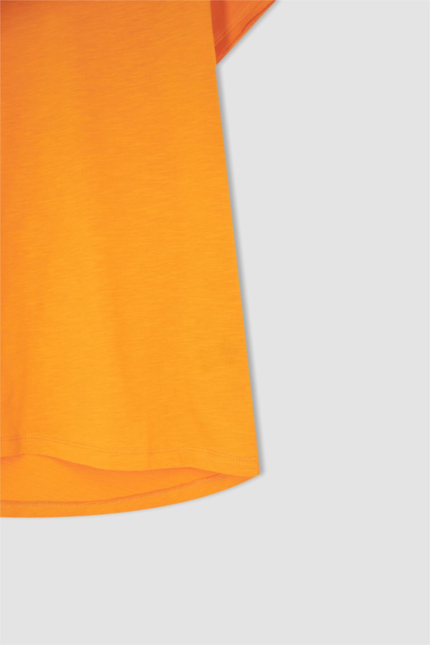 Woman Orange Regular Fit Short Sleeve T-Shirt