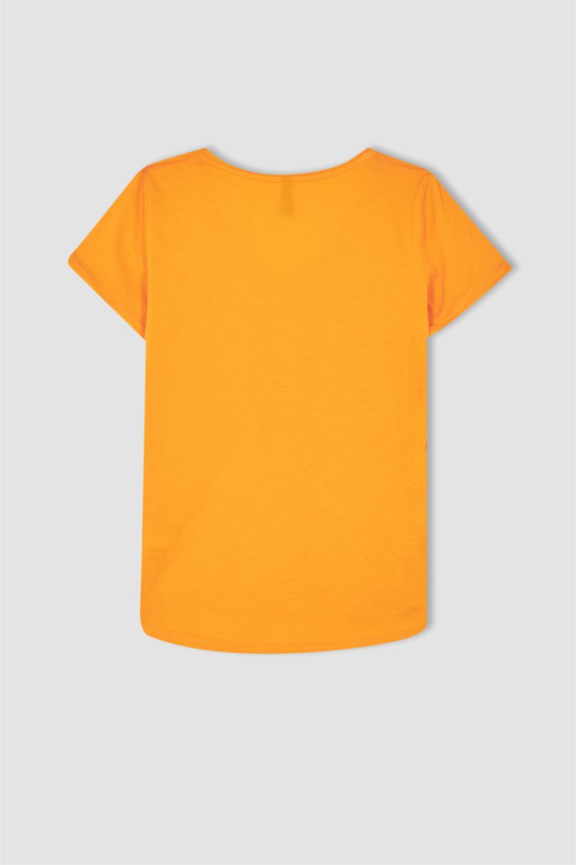 Woman Orange Regular Fit Short Sleeve T-Shirt