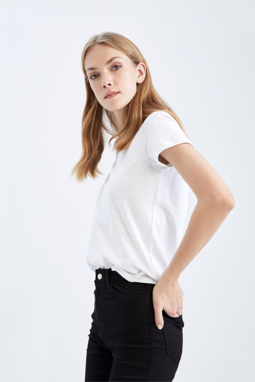 WOMAN White Regular Fit Short Sleeve T-Shirt