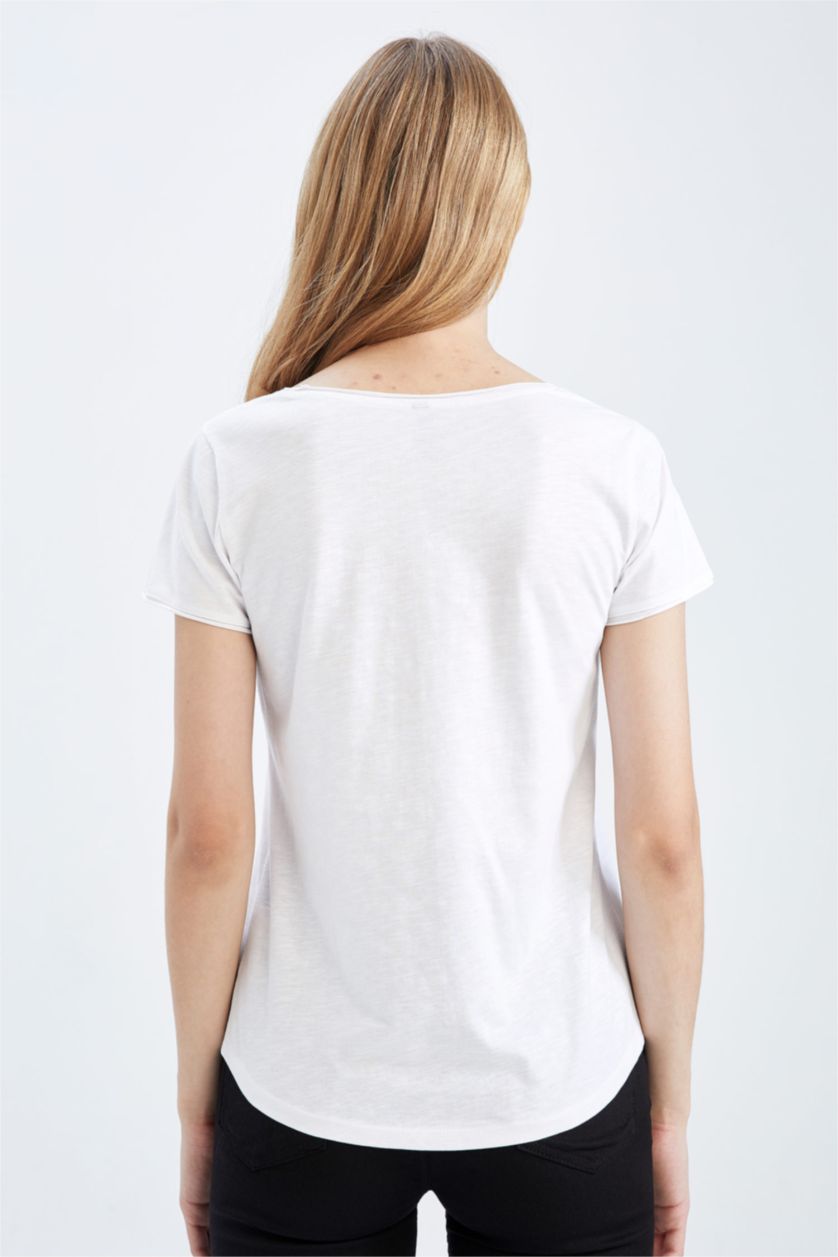 WOMAN White Regular Fit Short Sleeve T-Shirt