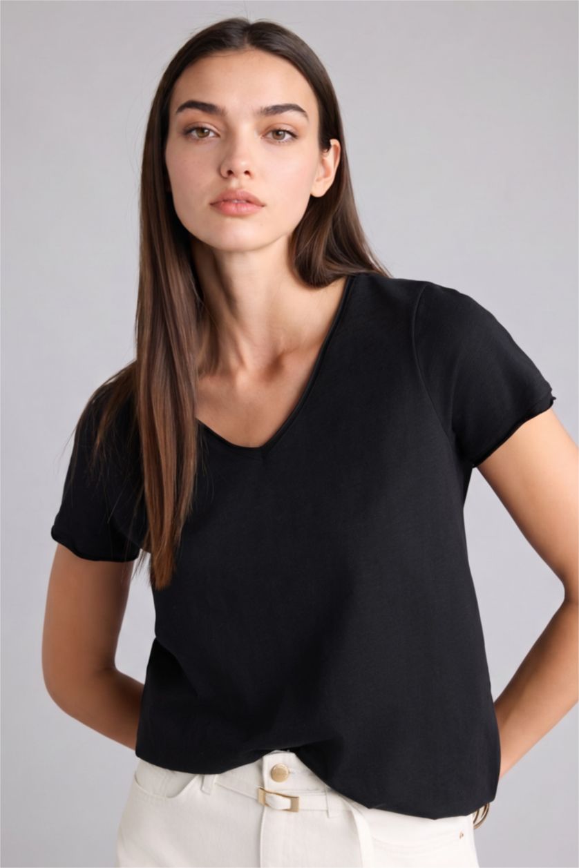 نساء أسود Regular Fit Short Sleeve T-Shirt