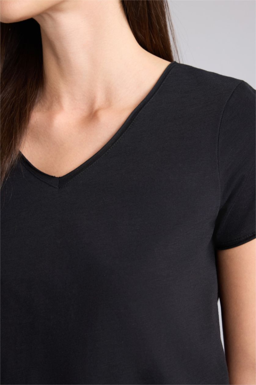 نساء أسود Regular Fit Short Sleeve T-Shirt