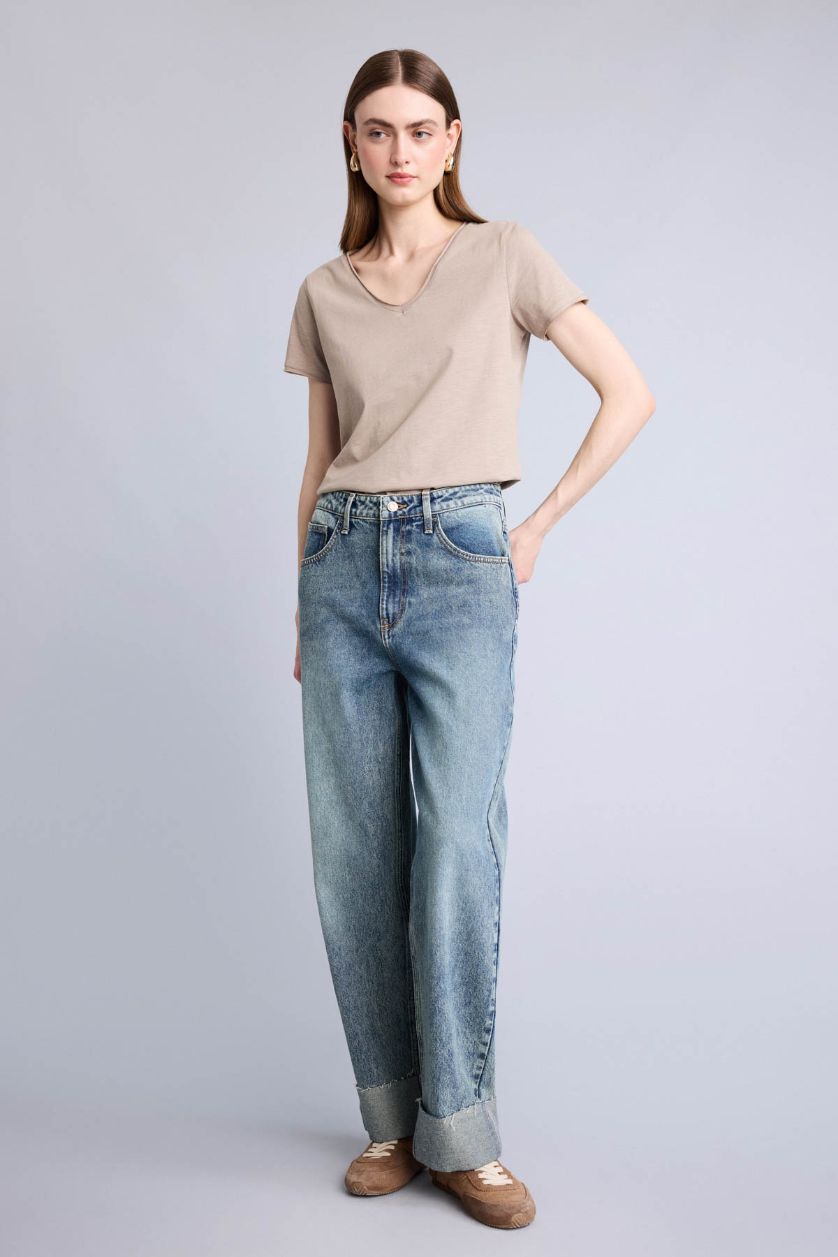 Woman Light Brown Regular Fit Short Sleeve T-Shirt