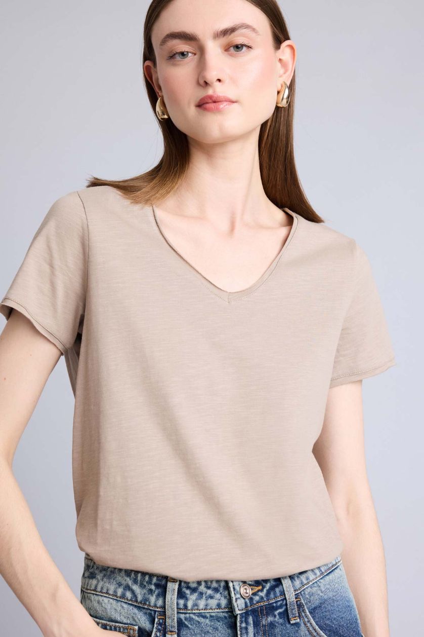 Woman Light Brown Regular Fit Short Sleeve T-Shirt