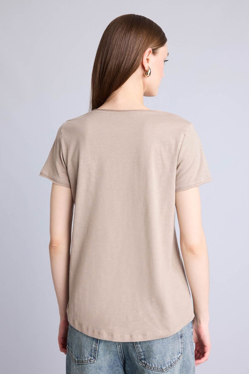 Woman Light Brown Regular Fit Short Sleeve T-Shirt