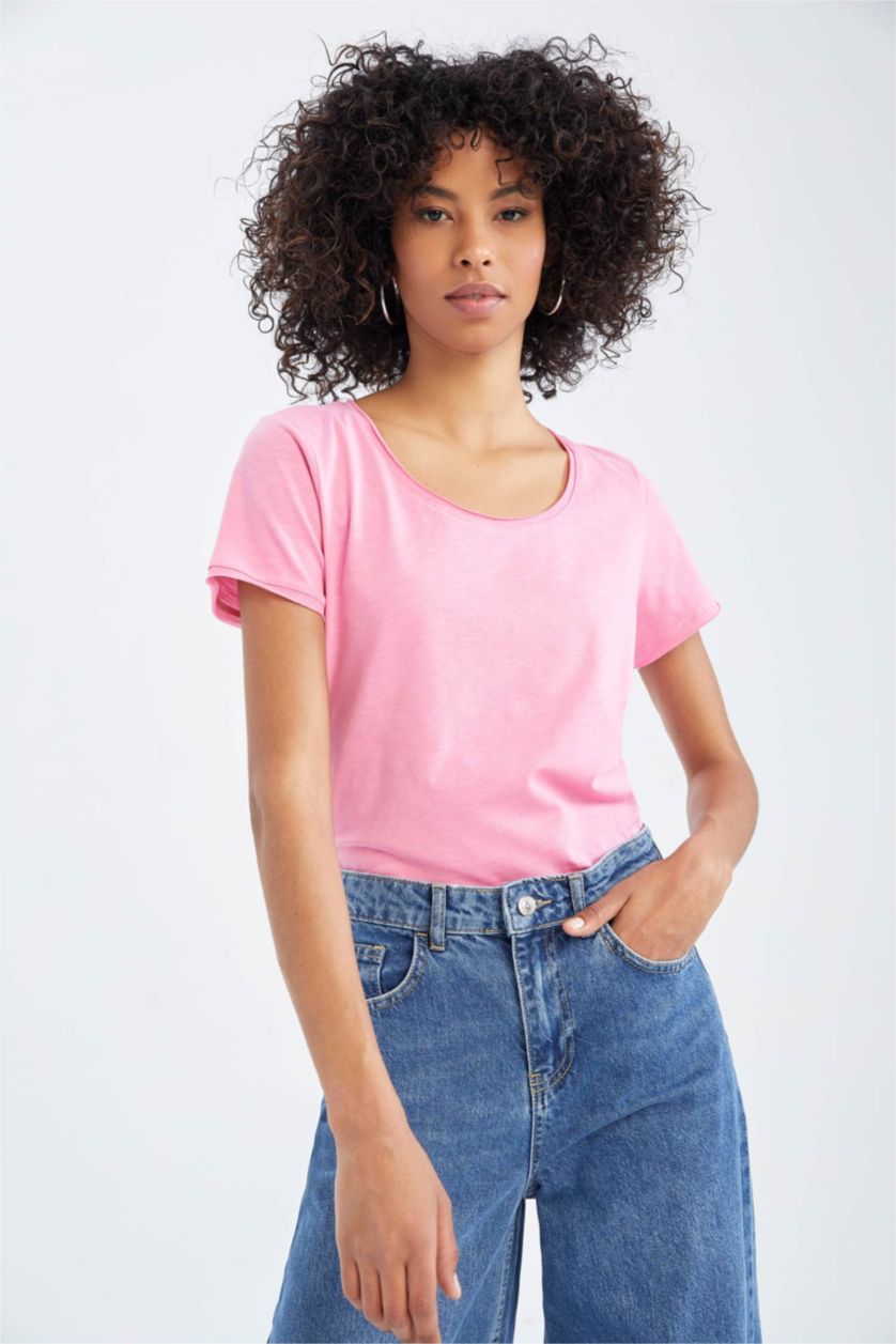 WOMAN Pink Relax Fit Short Sleeve T-Shirt