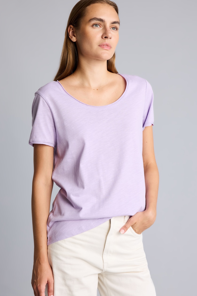 Women Lilac Regular Fit Short Sleeve T-Shirt