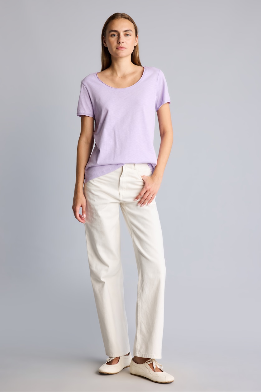 Women Lilac Regular Fit Short Sleeve T-Shirt