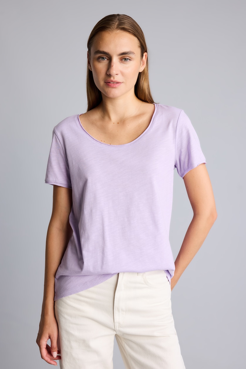 Women Lilac Regular Fit Short Sleeve T-Shirt