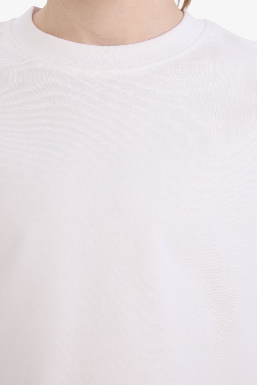 BOYS & TEENS White Boy Crew Neck Basic Long Sleeve T-Shirt