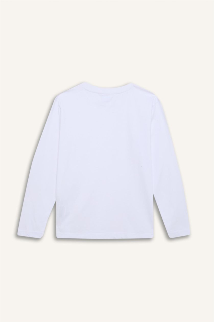 GARÇONS Blanc T-shirt basique à col rond et manches longues pour garçon