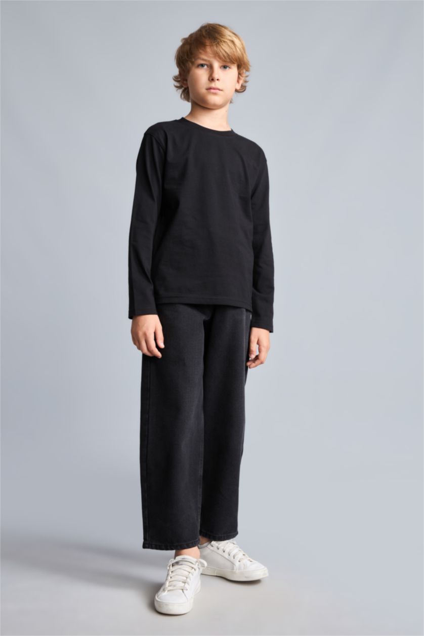 Young Boys - Teen Boys Black Regular Fit Long Sleeve T-Shirt