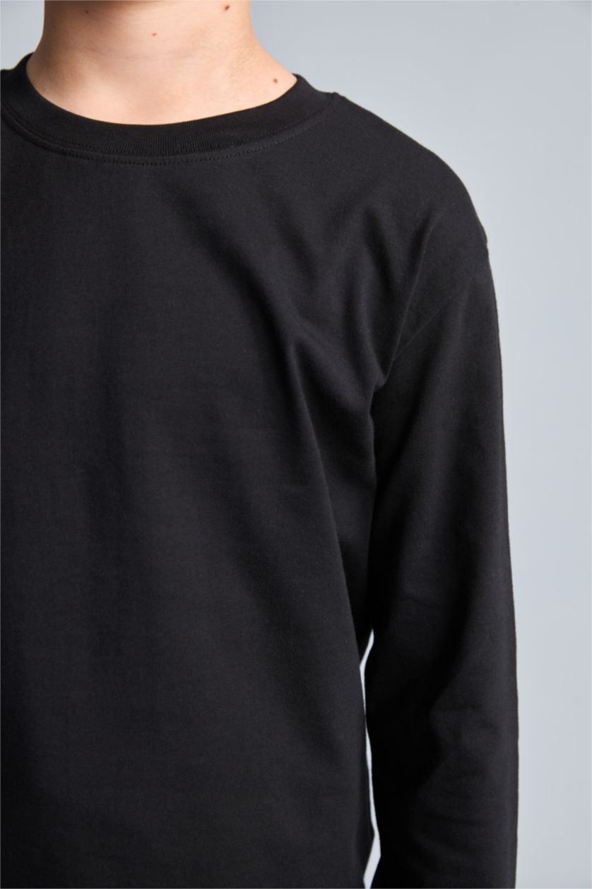 Young Boys - Teen Boys Black Regular Fit Long Sleeve T-Shirt