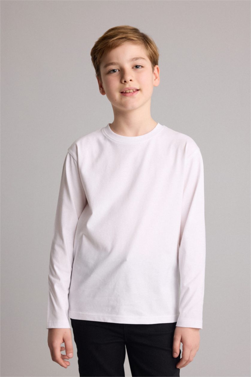 Young Boys - Teen Boys White Regular Fit Long Sleeve T-Shirt