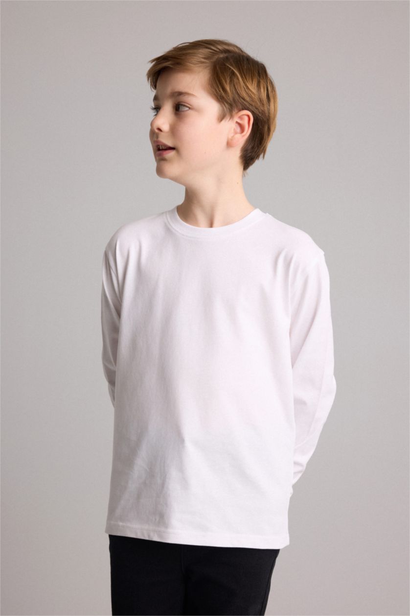 Young Boys - Teen Boys White Regular Fit Long Sleeve T-Shirt