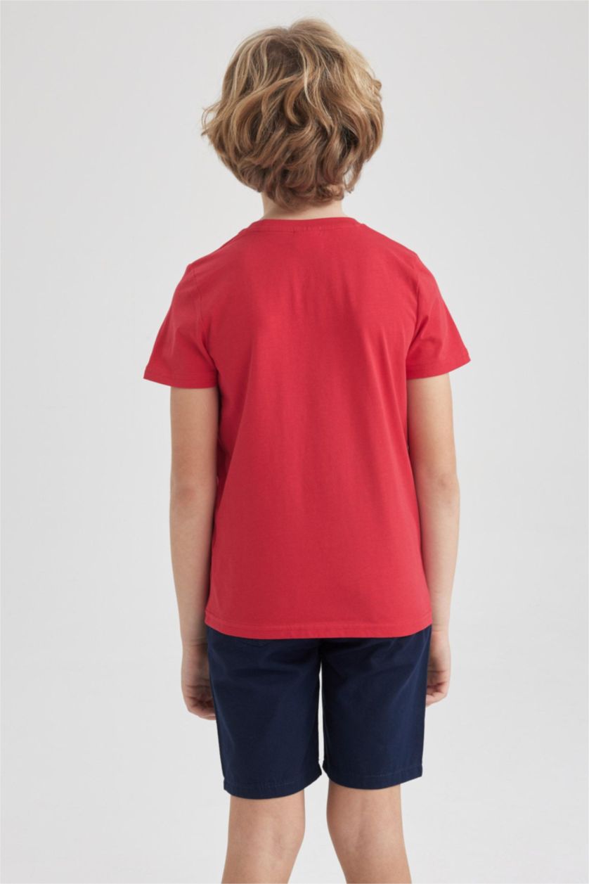 BOYS & TEENS Red تيشيرت نص كم قصة عادية