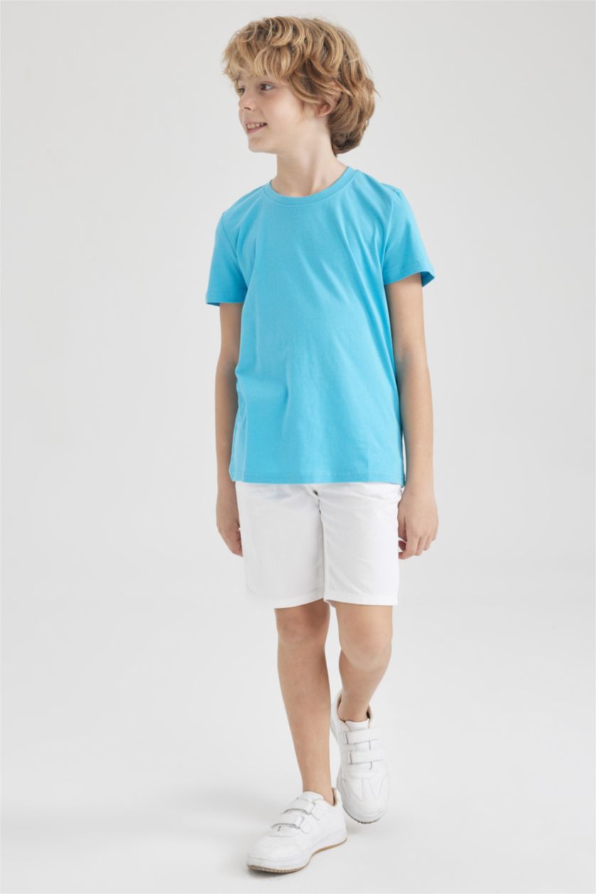 BOYS & TEENS Turquoise Boy Regular Fit Crew Neck Short Sleeved T-Shirt