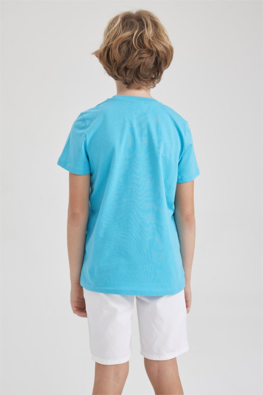 BOYS & TEENS Turquoise Boy Regular Fit Crew Neck Short Sleeved T-Shirt