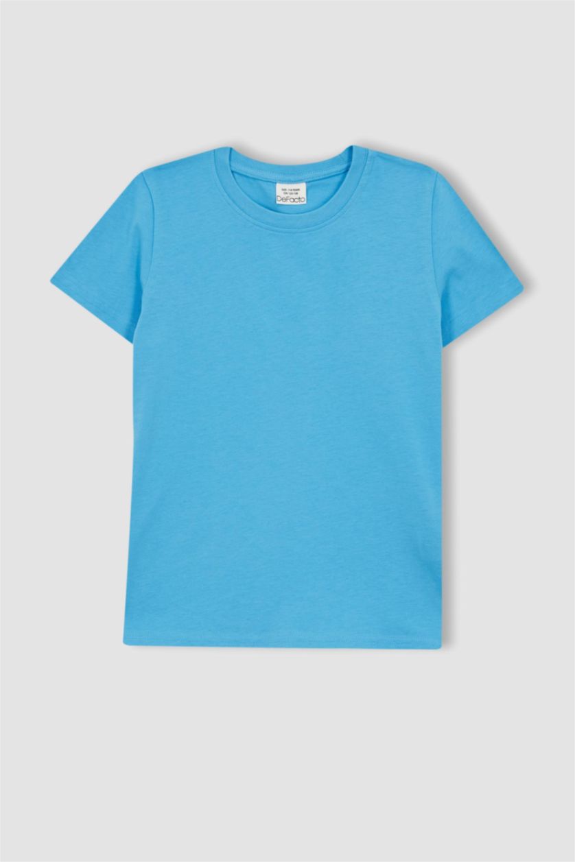BOYS & TEENS Turquoise Boy Regular Fit Crew Neck Short Sleeved T-Shirt