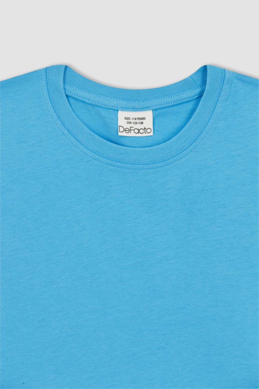 BOYS & TEENS Turquoise Boy Regular Fit Crew Neck Short Sleeved T-Shirt