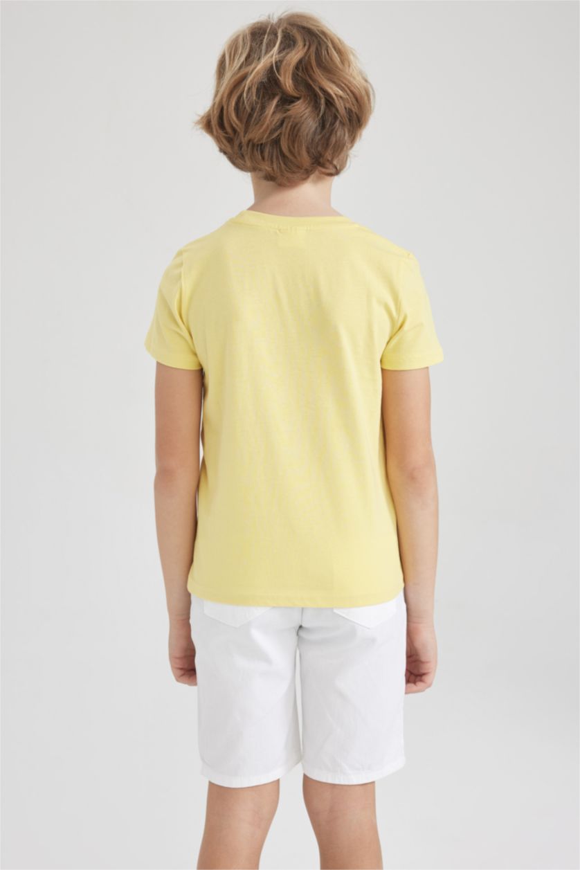 GARÇONS Jaune Clair T-Shirt à Manches Courtes et Col rond pour Garçon