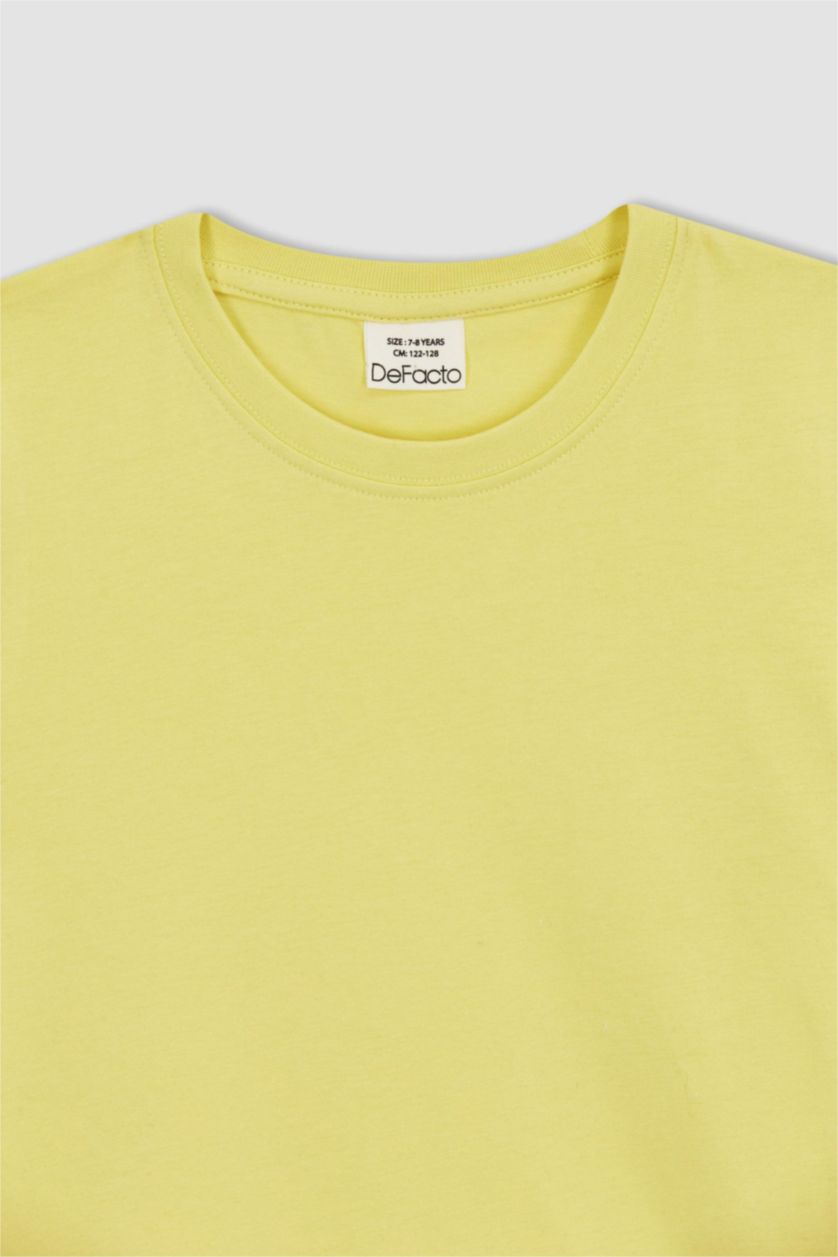 GARÇONS Jaune Clair T-Shirt à Manches Courtes et Col rond pour Garçon