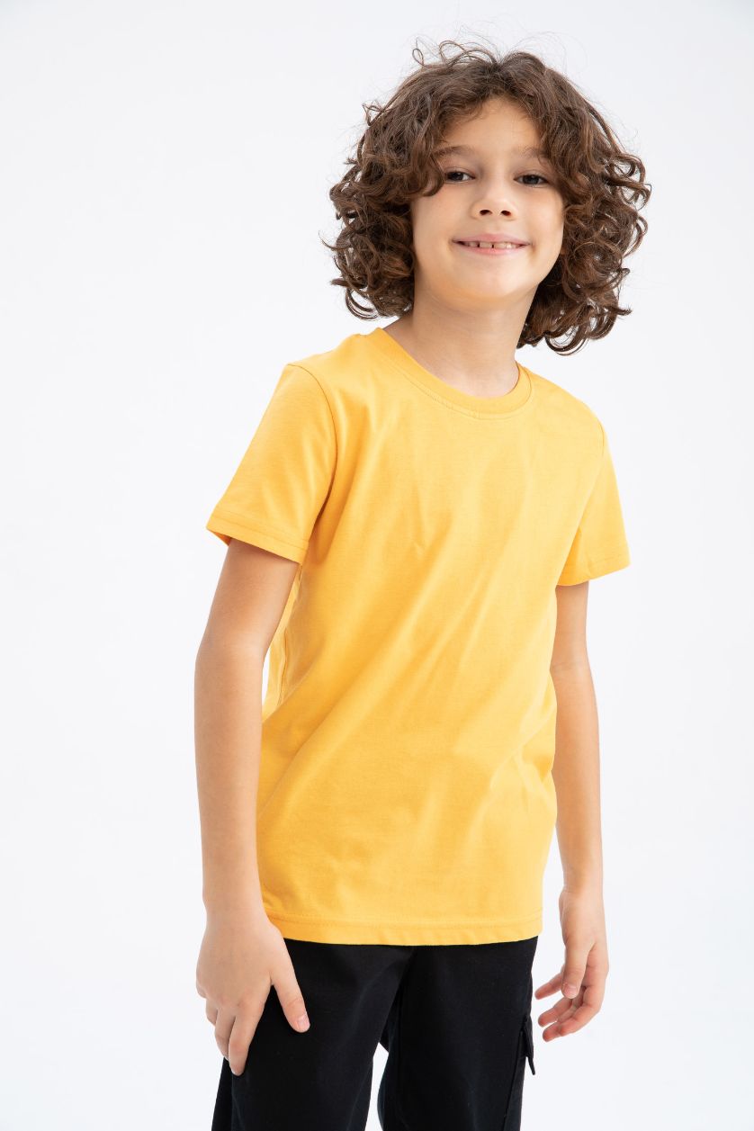 GARÇONS Jaune T-Shirt à Manches Courtes et Col rond pour Garçon