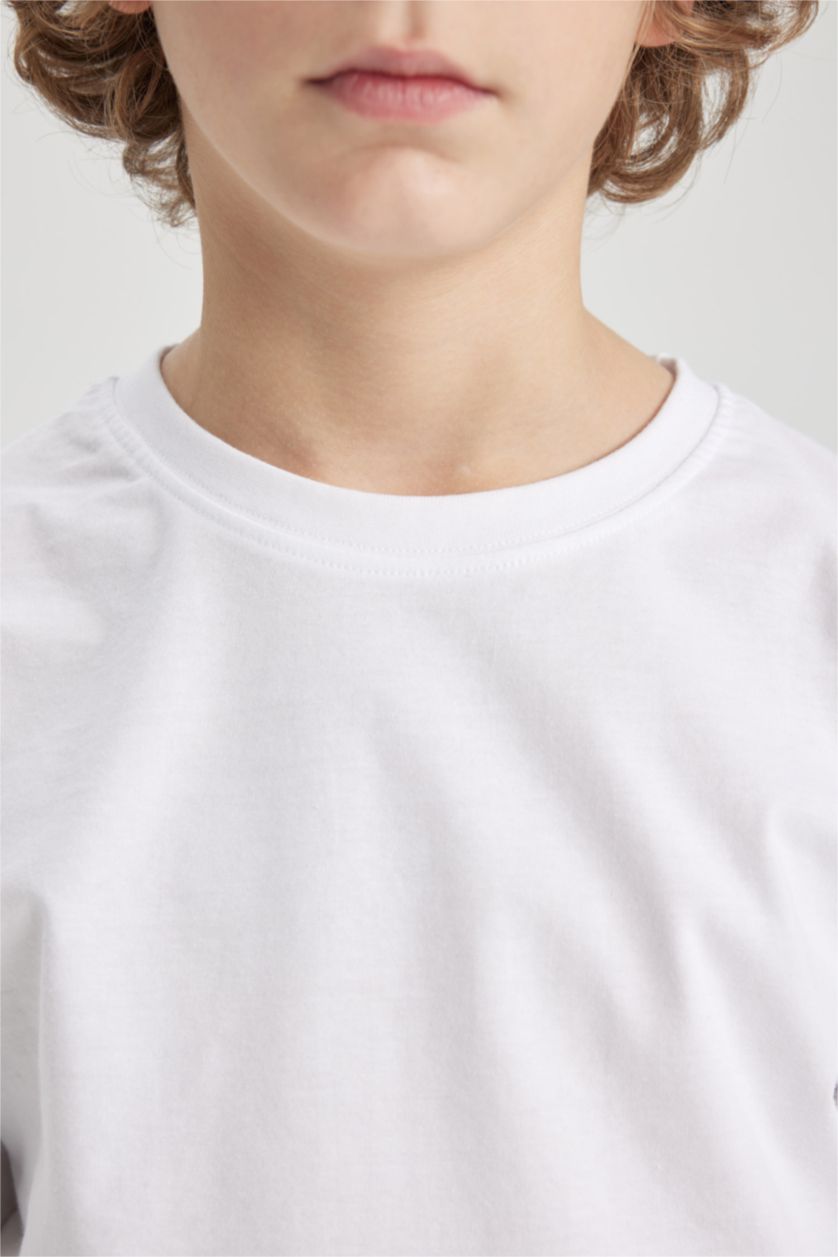 BOYS & TEENS White Boy Regular Fit Crew Neck Short Sleeve T-Shirt