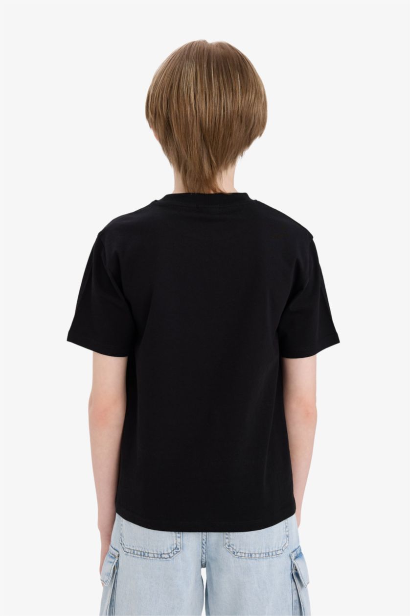 Ұлдар Және Жасөспірімдер қара Ұлдарға дөңгелек жаға қысқа жеңді Қысқа жеңді футболка