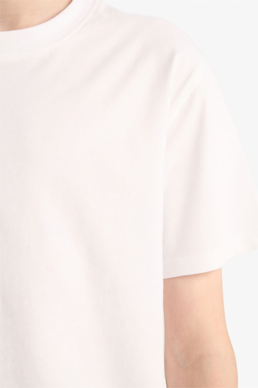 BOYS & TEENS White Boy Crew Neck Basic Short Sleeve T-Shirt