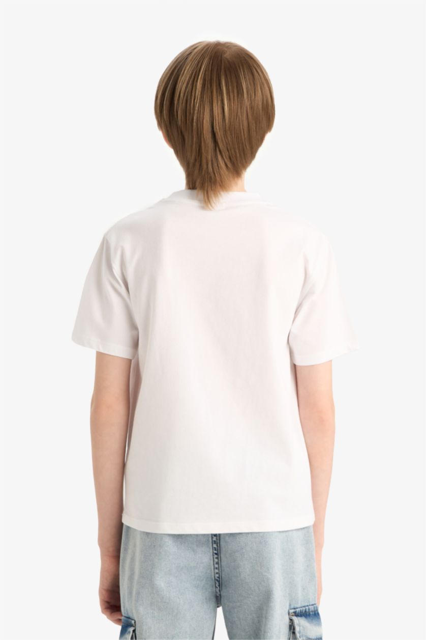 BOYS & TEENS White Boy Crew Neck Basic Short Sleeve T-Shirt