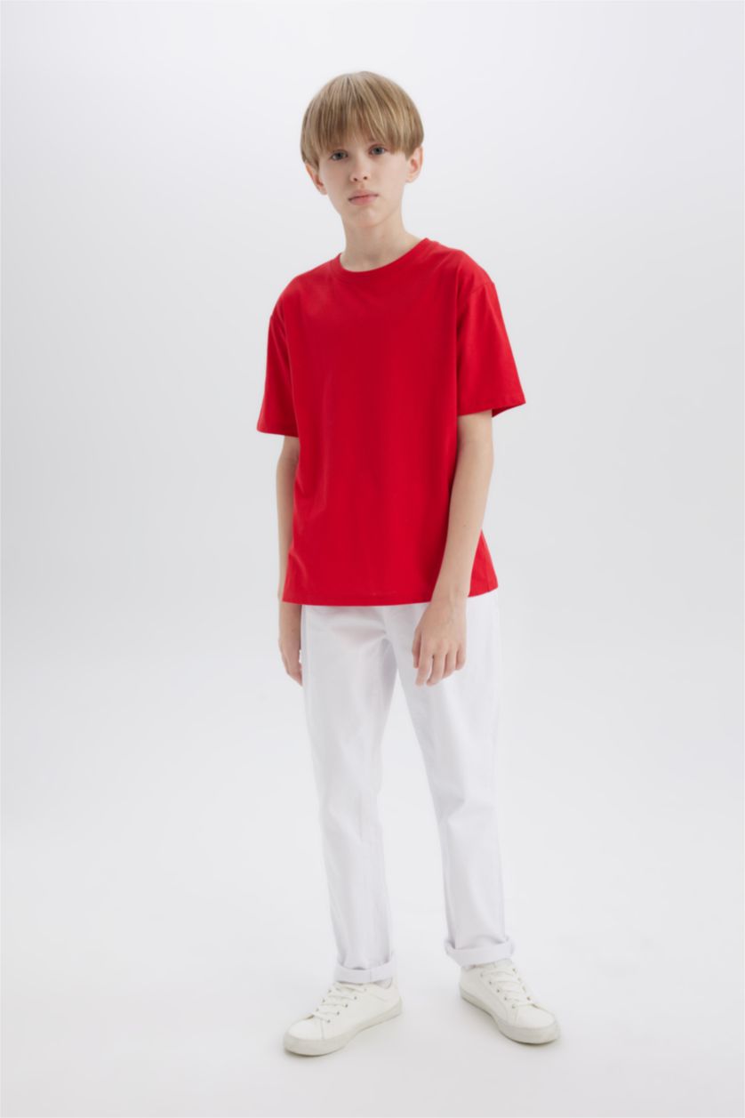 Young Boys - Teen Boys Red Boy Regular Fit Crew Neck Short Sleeve T-Shirt