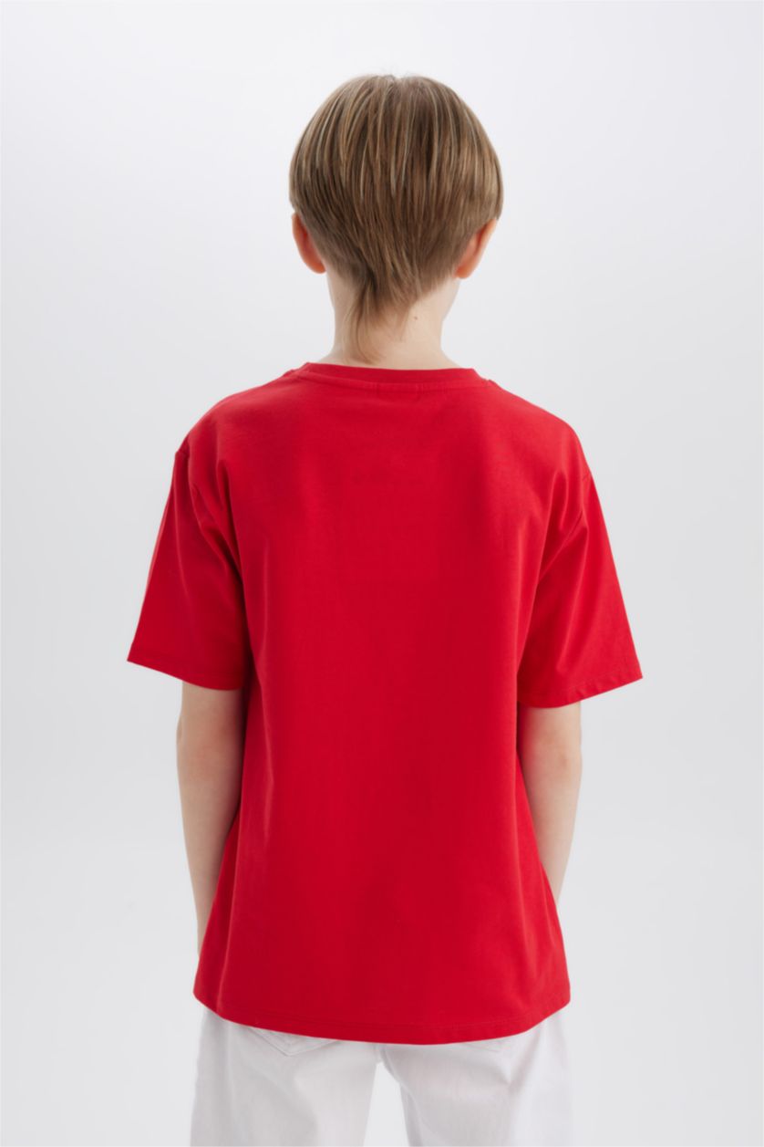 Young Boys - Teen Boys Red Boy Regular Fit Crew Neck Short Sleeve T-Shirt