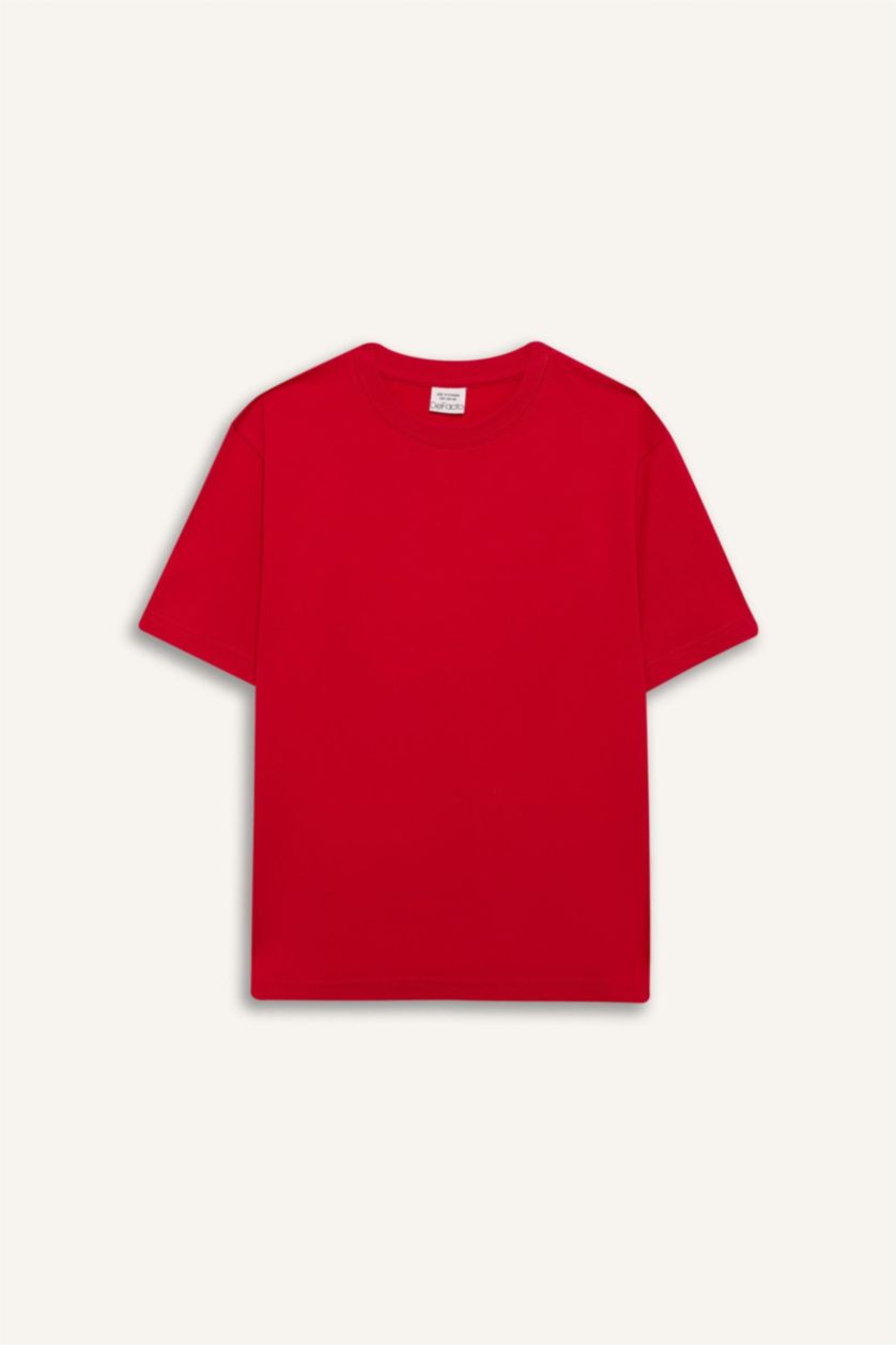 Young Boys - Teen Boys Red Boy Regular Fit Crew Neck Short Sleeve T-Shirt