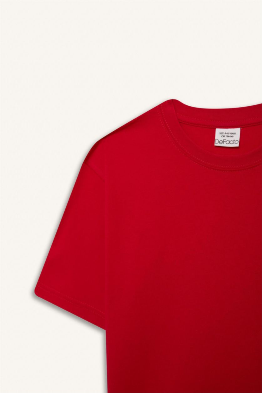 Young Boys - Teen Boys Red Boy Regular Fit Crew Neck Short Sleeve T-Shirt