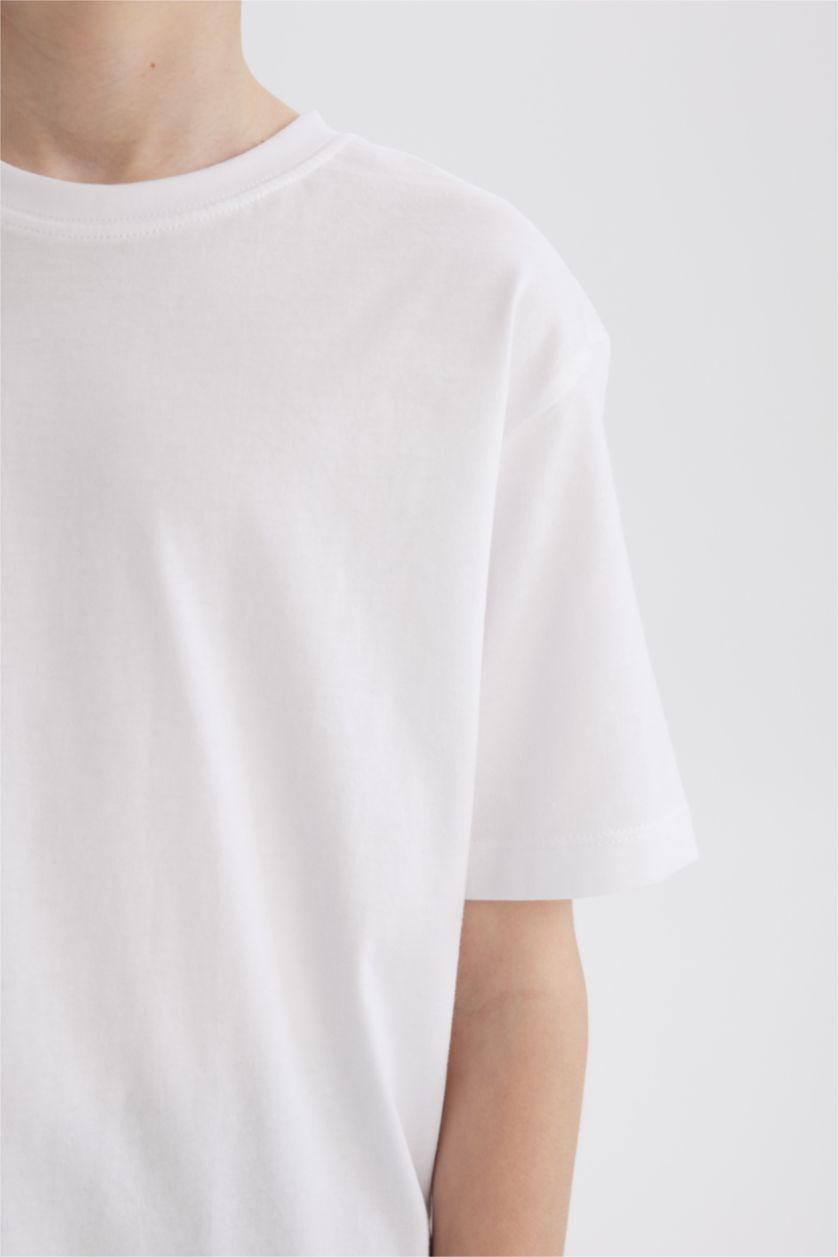 BOYS & TEENS White Boy Regular Fit Crew Neck Short Sleeve T-Shirt