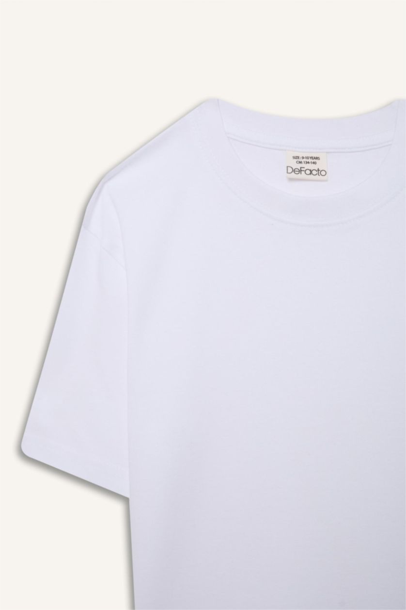 BOYS & TEENS White Boy Regular Fit Crew Neck Short Sleeve T-Shirt