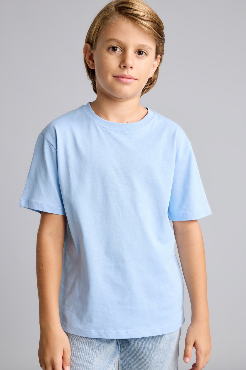Boys & Teens Blue تيشيرت ولادي قطن 100% نص ردن قصة عادية