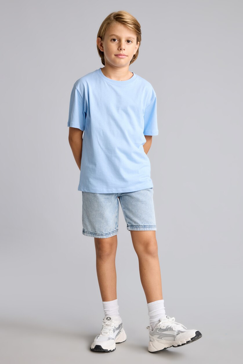 Boys & Teens Blue تيشيرت ولادي قطن 100% نص ردن قصة عادية