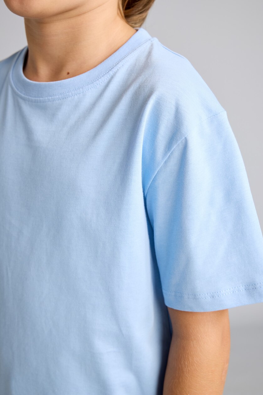 Boys & Teens Blue تيشيرت ولادي قطن 100% نص ردن قصة عادية