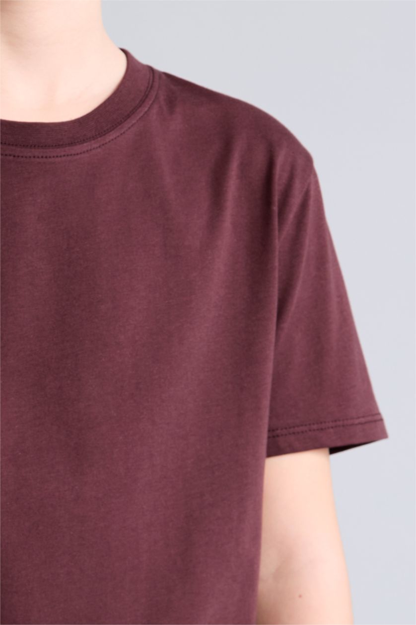 Young Boys - Teen Boys Dark Bordeaux Regular Fit Short Sleeve T-Shirt