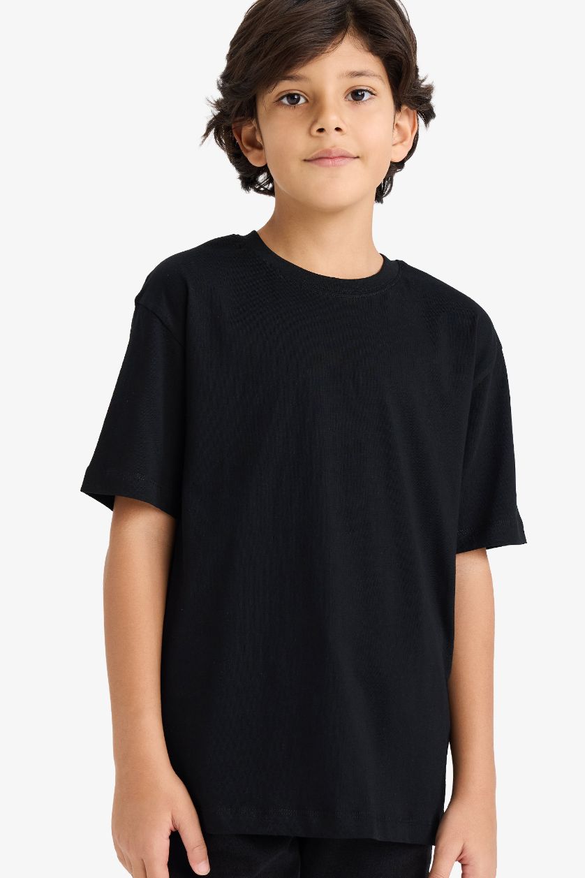 Boys & Teens Black Regular Fit Short Sleeve T-Shirt