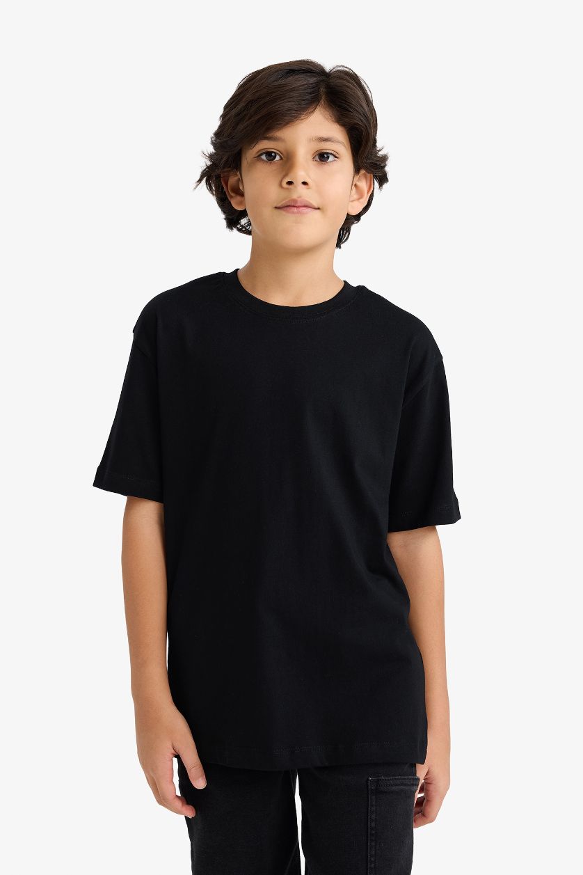 Boys & Teens Black Regular Fit Short Sleeve T-Shirt