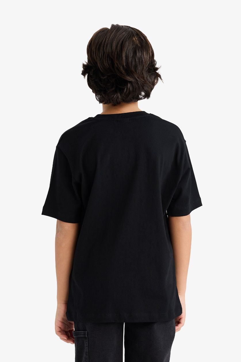 Boys & Teens Black Regular Fit Short Sleeve T-Shirt
