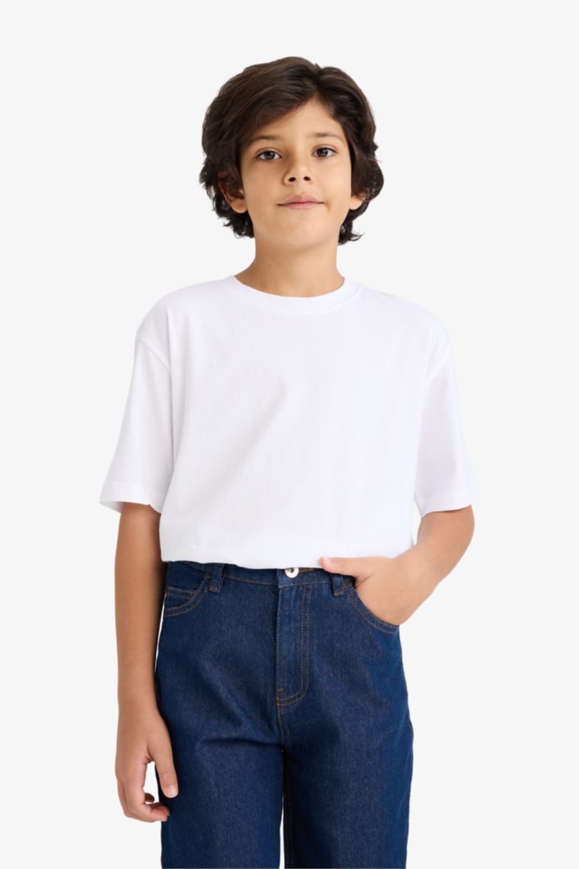 Boys & Teens White Regular Fit Short Sleeve T-Shirt