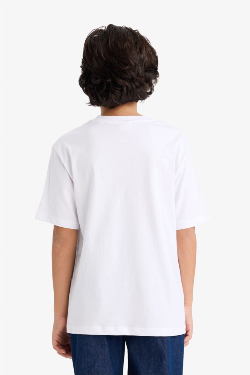 Boys & Teens White Regular Fit Short Sleeve T-Shirt