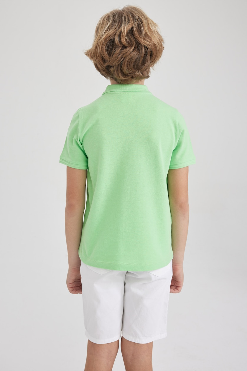 Boys & Teens Parlak Açık Yeşiil Boy Regular Fit Polo Neck Pique Short Sleeved Polo T-Shirt