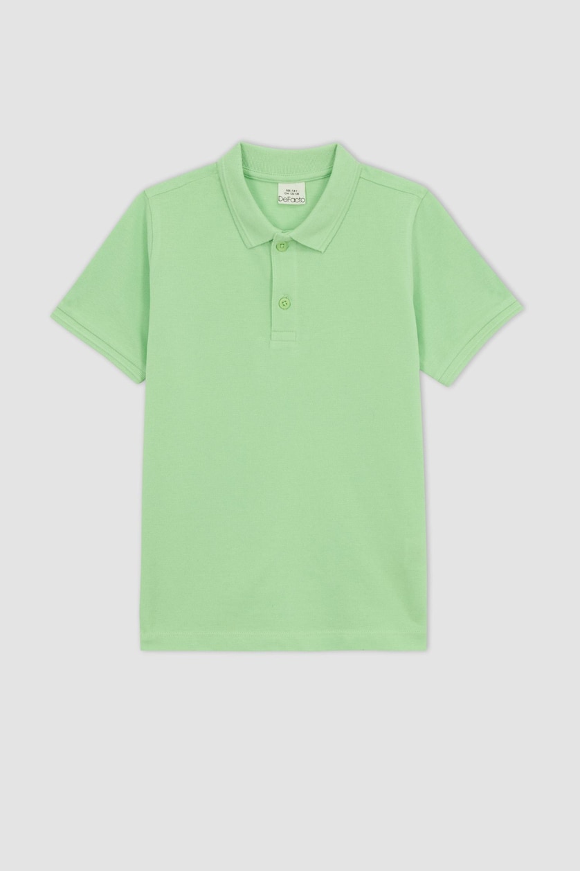Boys & Teens Parlak Açık Yeşiil Boy Regular Fit Polo Neck Pique Short Sleeved Polo T-Shirt