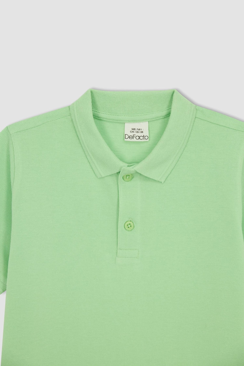 Boys & Teens Parlak Açık Yeşiil Boy Regular Fit Polo Neck Pique Short Sleeved Polo T-Shirt